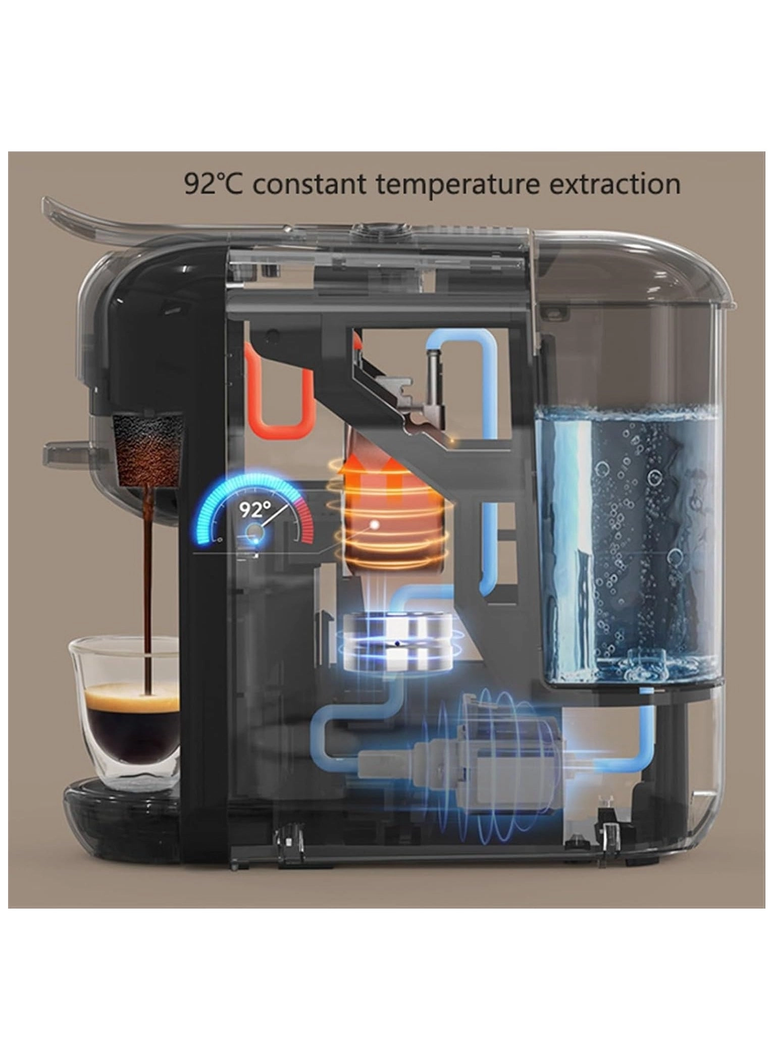 "Capsule Coffee Pod Machine with Dual Heating & Cooling System – Espresso, Cappuccino, & Latte Maker | Fast Brewing, Adjustable Temperature, Sleek Design for Home or Office"