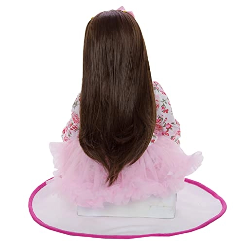 Reborn Baby Doll - 24 Inch Vinyl Cotton Body Pink Yarn Skirt Ages 3+