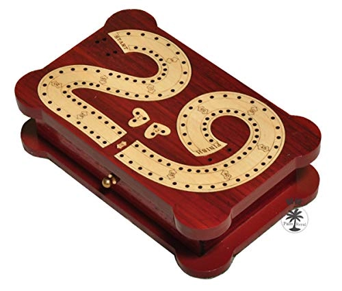 2 Track Cribbage Board - Wooden Inlaid Blood Wood Maple