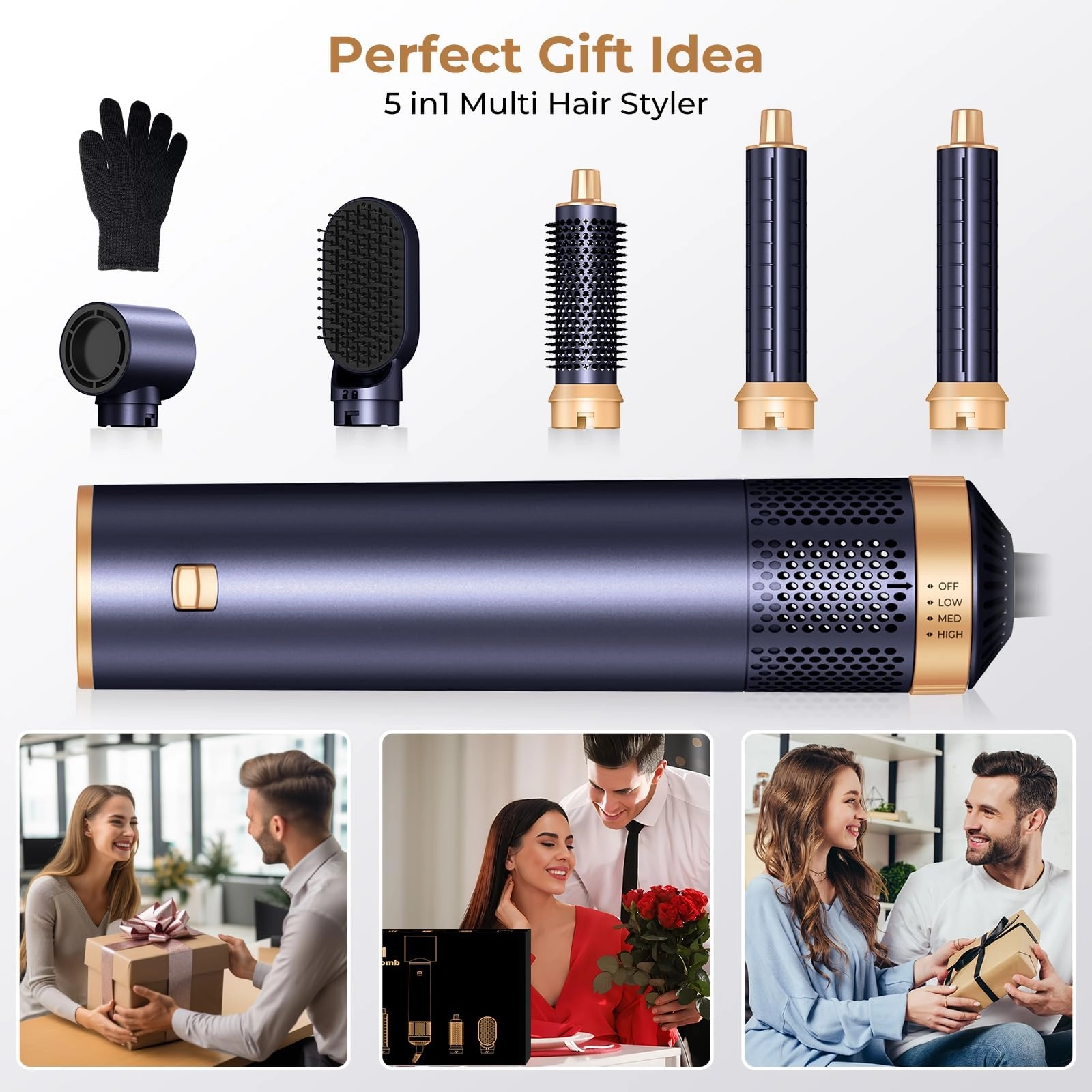 5 in 1 Blow Dryer Brush - Green Gold 800 watts