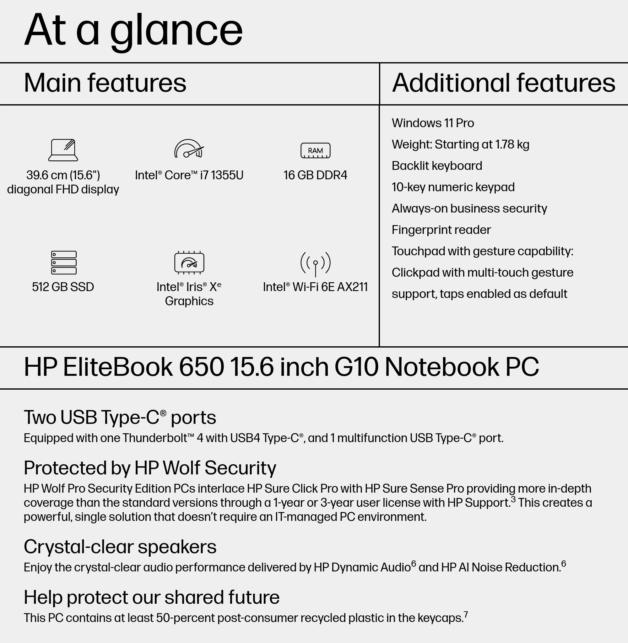 EliteBook 650 G10 968N0ET - 15.6'' i7-1355U 16GB DDR4 512GB SSD