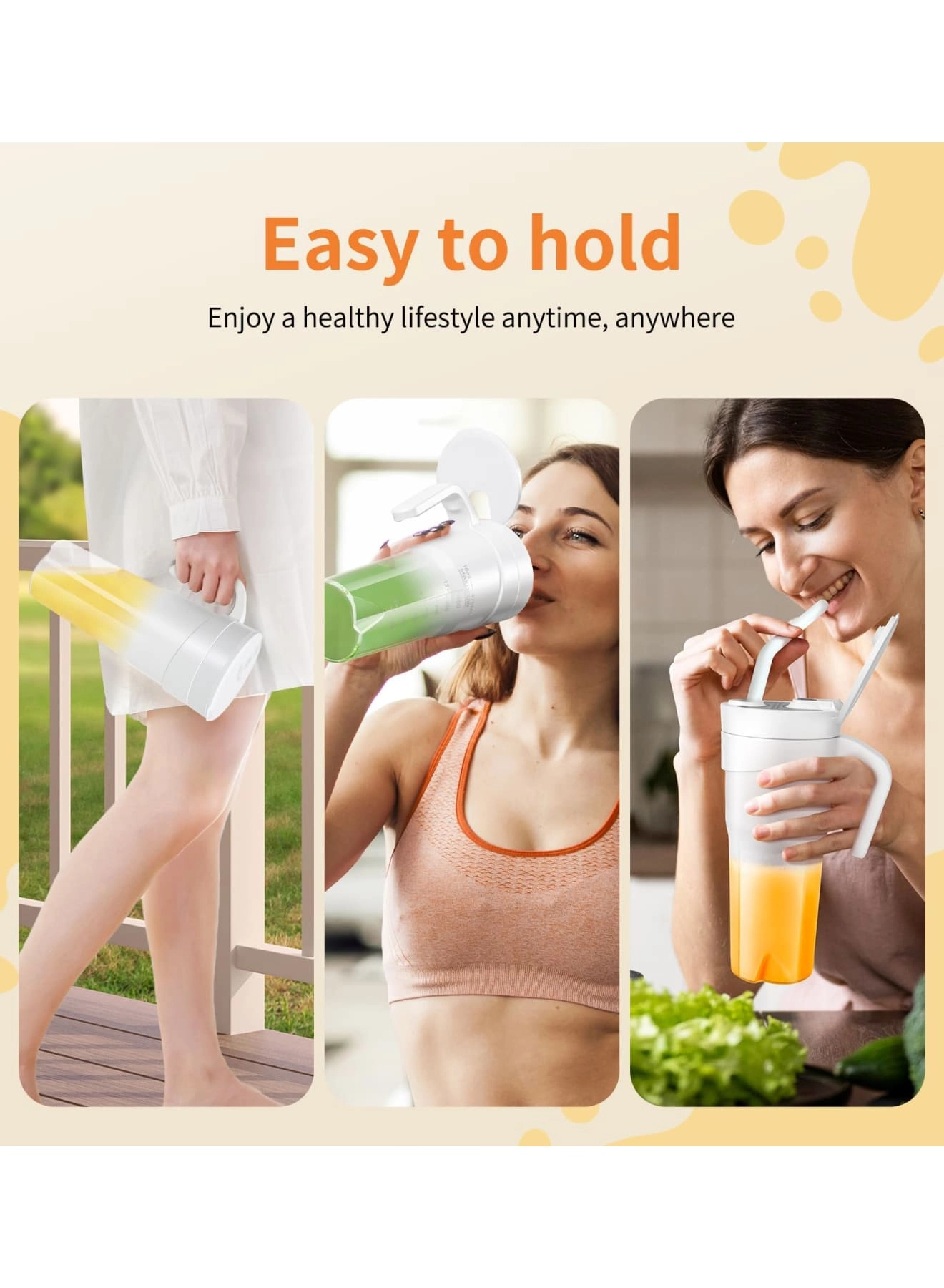 Portable Blender Smoothie Maker - Rechargeable Leakproof Lid Sip Spout