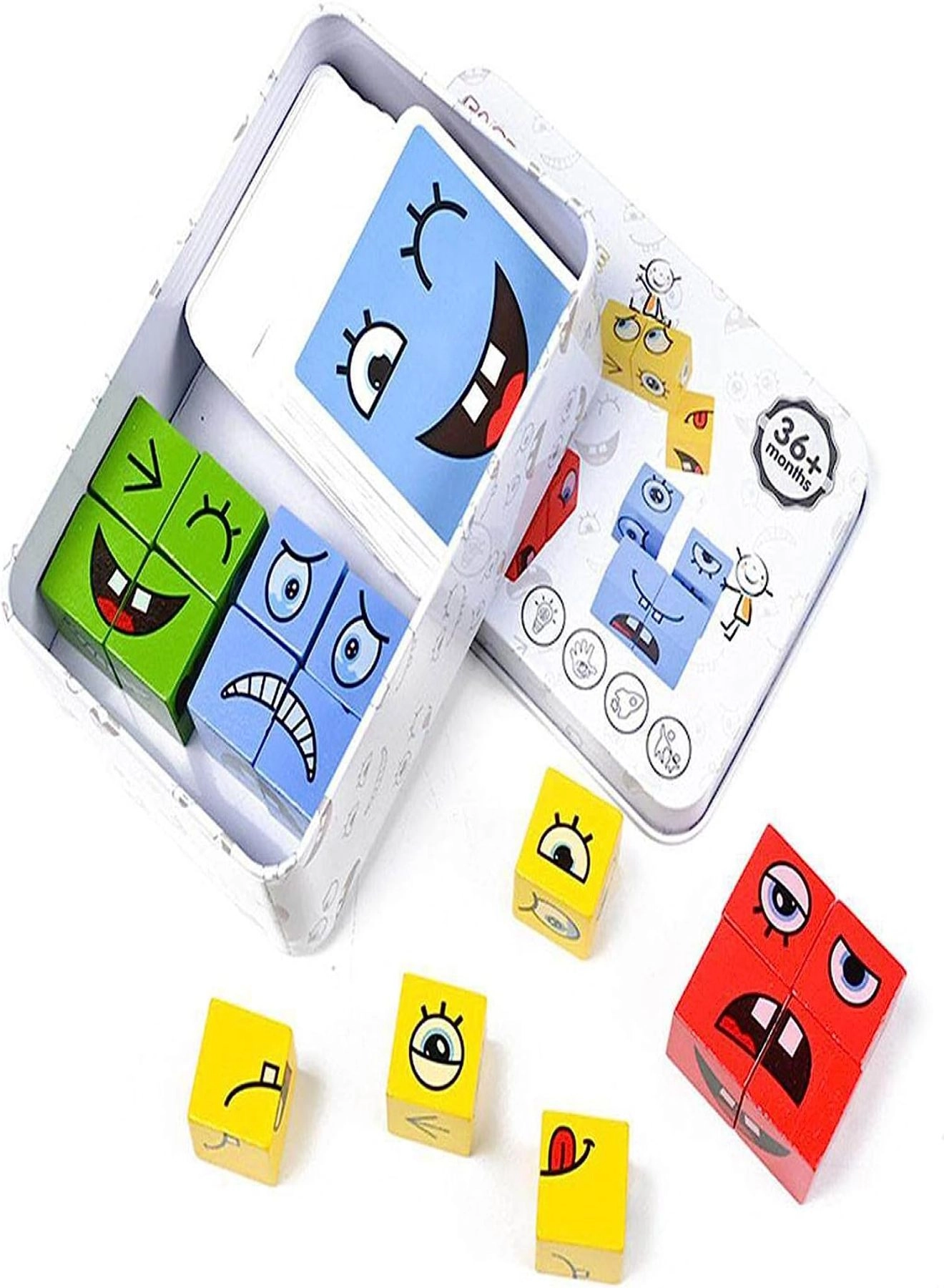 Face Changing Expressions Wooden Block Puzzles - 3+ Years 16 pieces