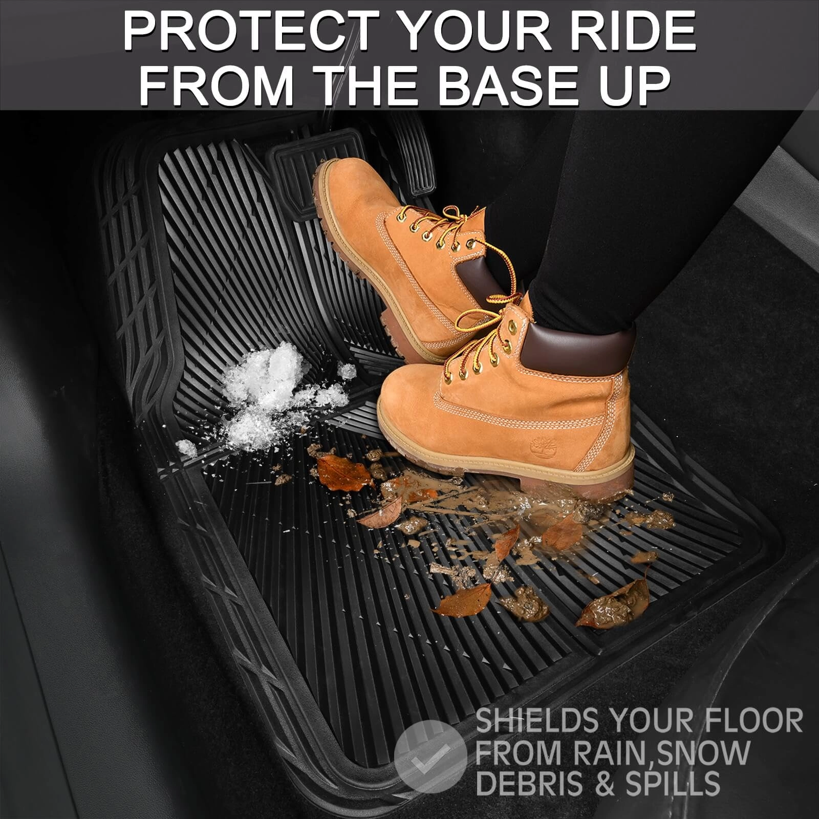 Rubber Floor Mats & Cargo Liner - Gray Universal Fit 5-Piece
