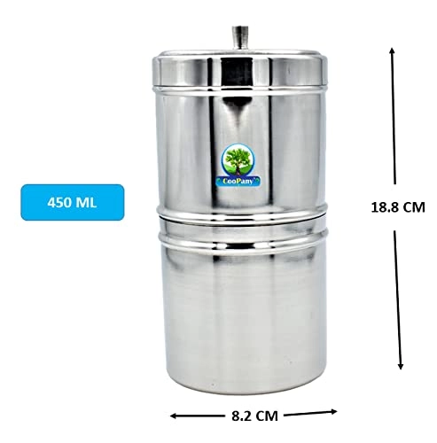 South Indian Filter Coffee Maker - 450 ML 6-8 Cups + Dabara Set - 6 Set