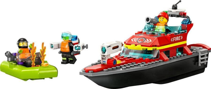 City Fire Rescue Boat (60373) - Floats on Water 3 Minifigures