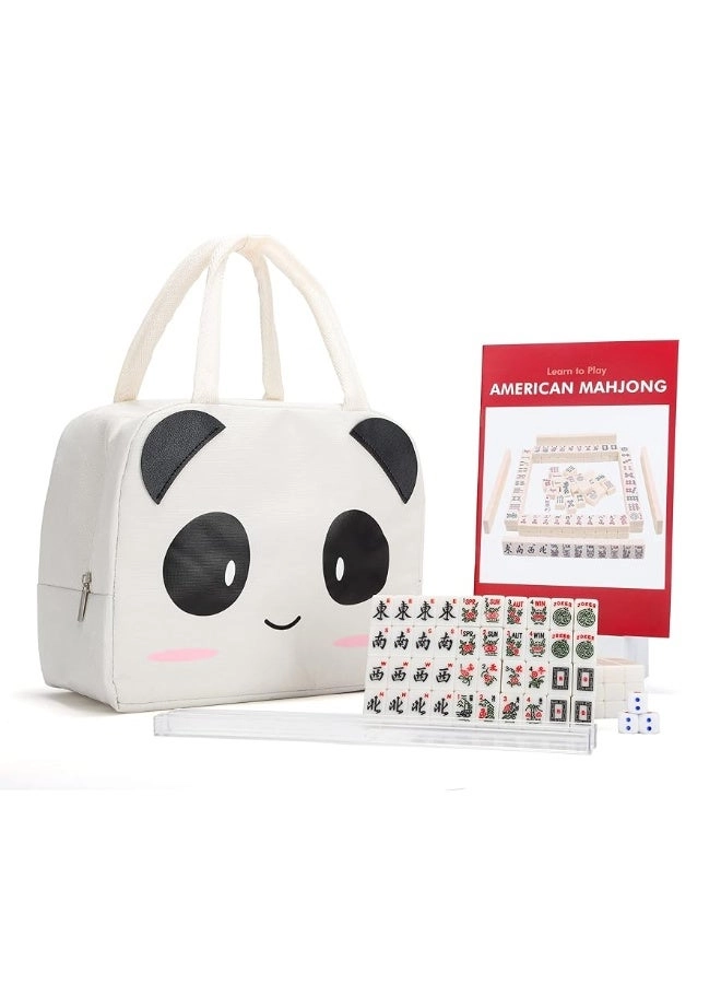 Travel Mini American Mahjong Set - 166 White Tiles Includes Jokers Panda Bag