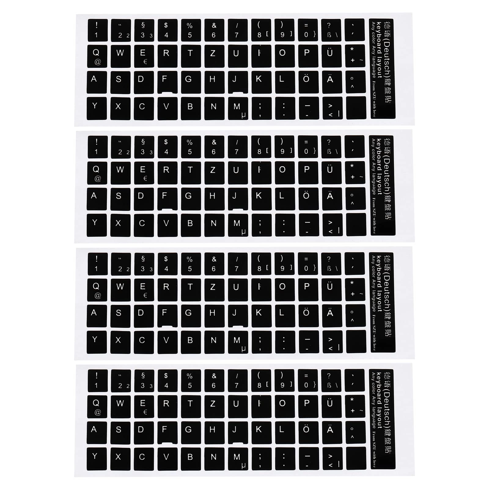 PATIKIL Keyboard Stickers - Pack of 4 German Black White
