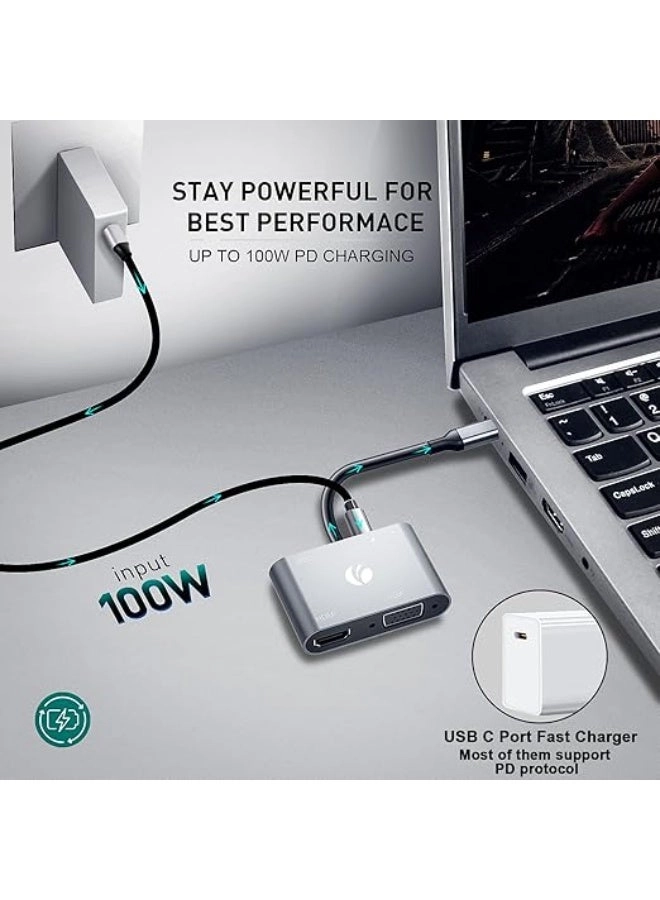 USB C to HDMI VGA Hub - 5-in-1 4K USB 3.0