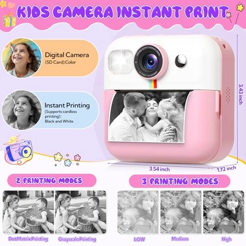 Photomaker Kit Kids 1080P Instant Print Camera + DIY Journal Kit - 93 Pcs