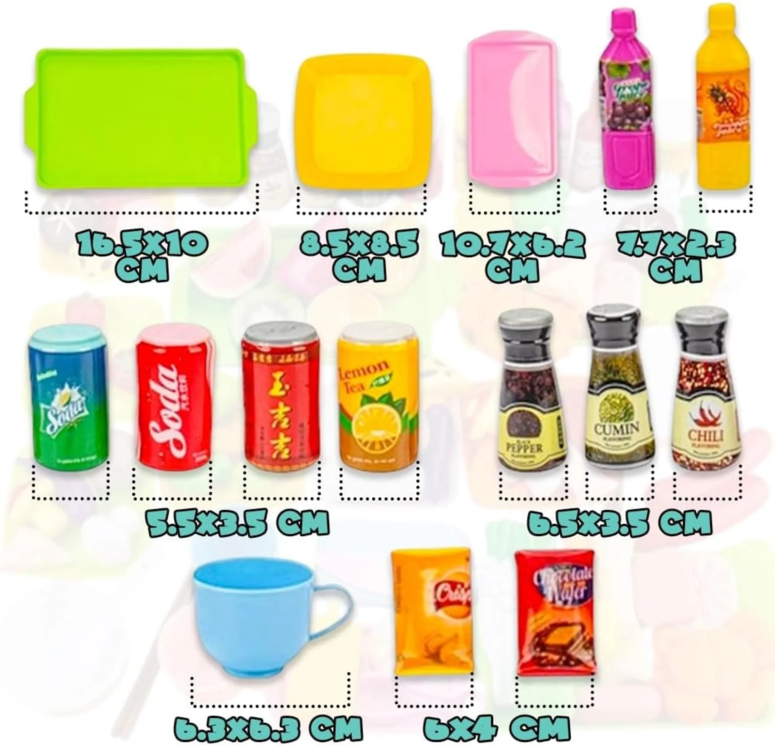 Plastic Fruit & Vegetables Pretend Play Set - 100 Pcs (31594931-KT008)