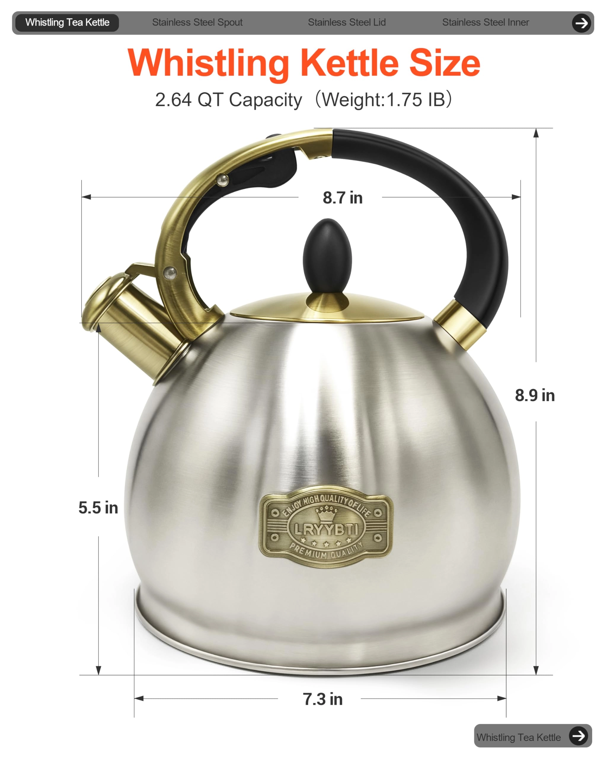 Whistling Tea Kettle - 2.64 Quarts