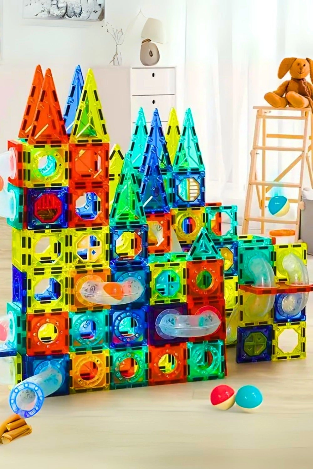 ZedPlay Magnetic Tiles Ball Track Set - 97+ pcs