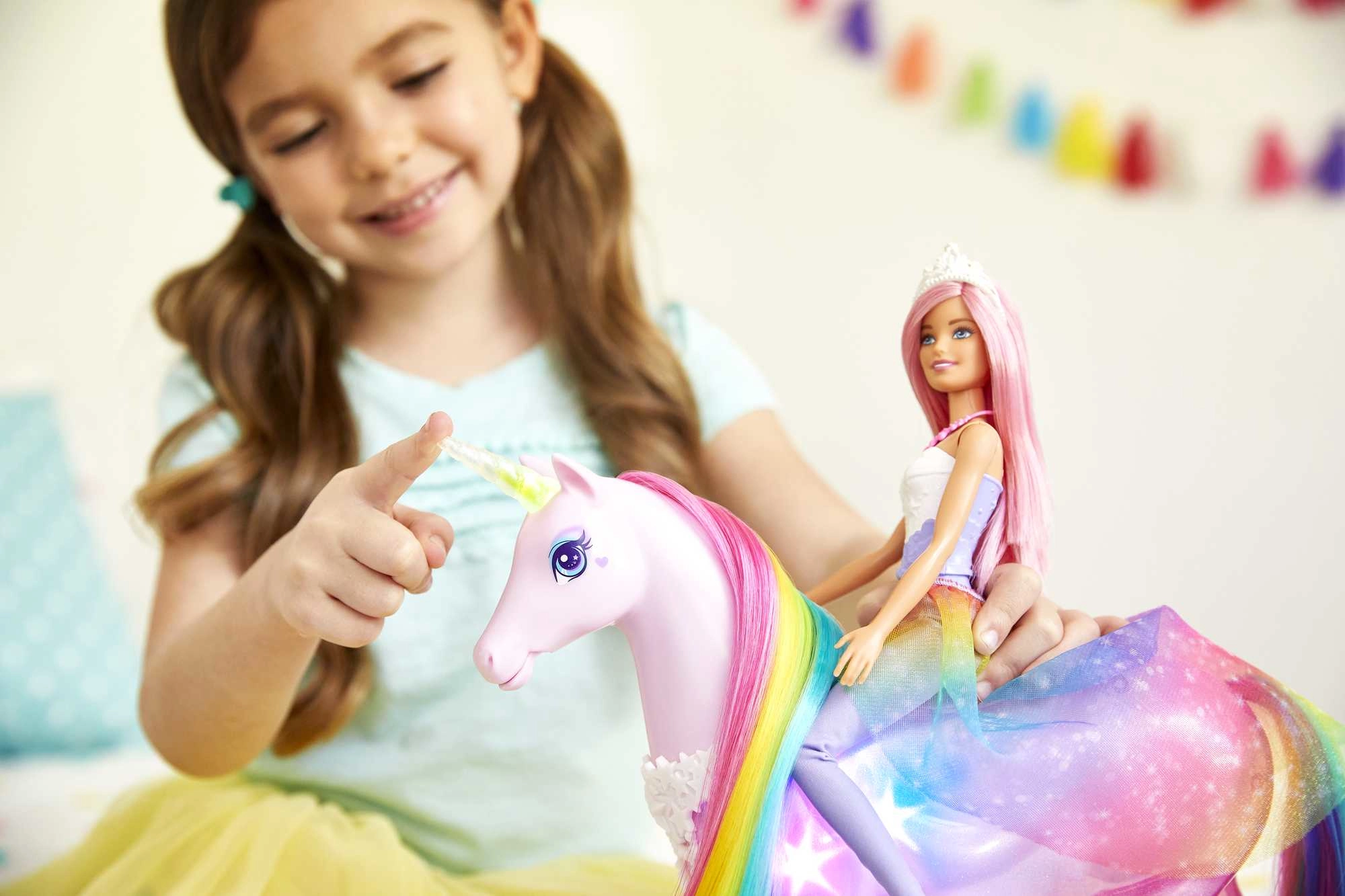 Barbie Dreamtopia Magical Lights Unicorn - Rainbow Mane Lights & Sounds Ages 3+