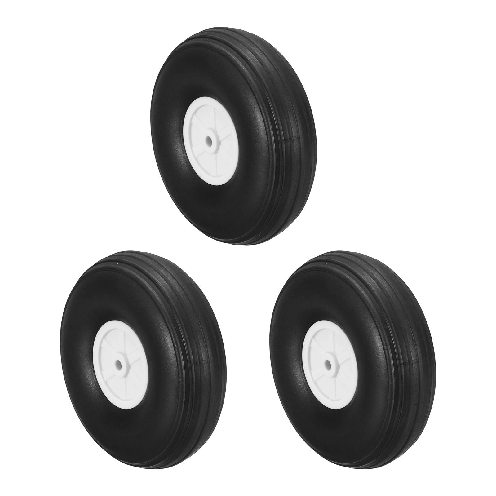 SourcingMap RC Airplane Wheels - 3.5" OD PU Rubber Pack of 3