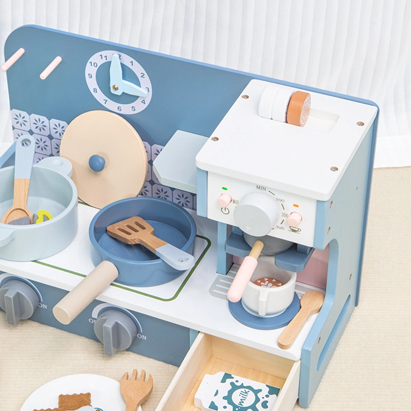 Kids Wooden Kitchen Stove Pretend Cooking Playset - 20+ pcs (5551007-KABI_0190)