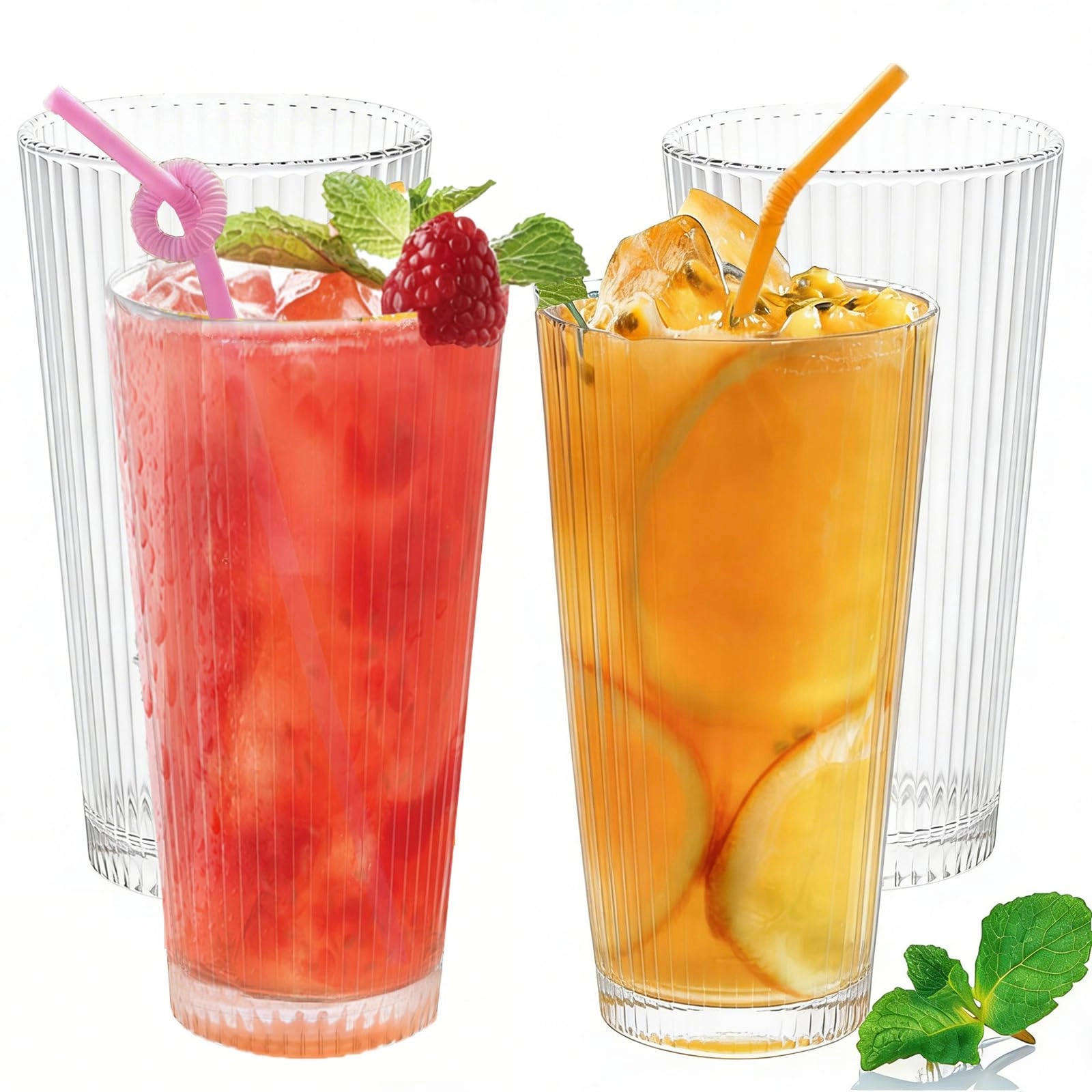 E-Greetshopping Plastic Tumbler - 4 pcs Stripe 600 ml