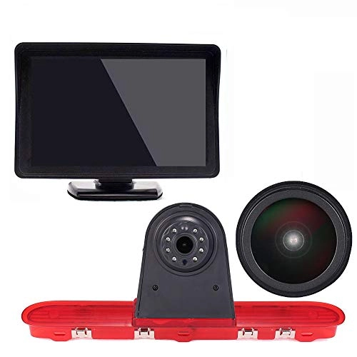 Rear View Mirror Monitor - 4.3 Inch Wired + Brake Light Camera - 1280 x 720 Night vision