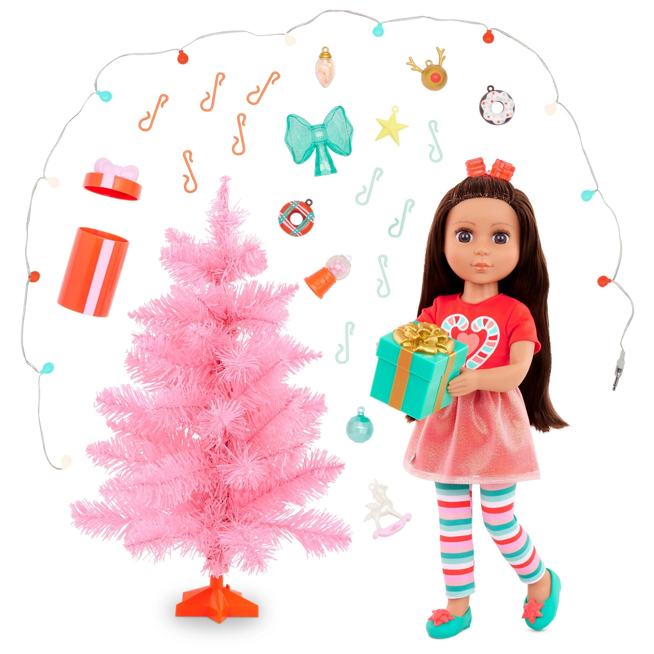 Branford Limited Eve Holiday Tree Playset - 14-Inch Brown Hair Brown Eyes Ages 3+
