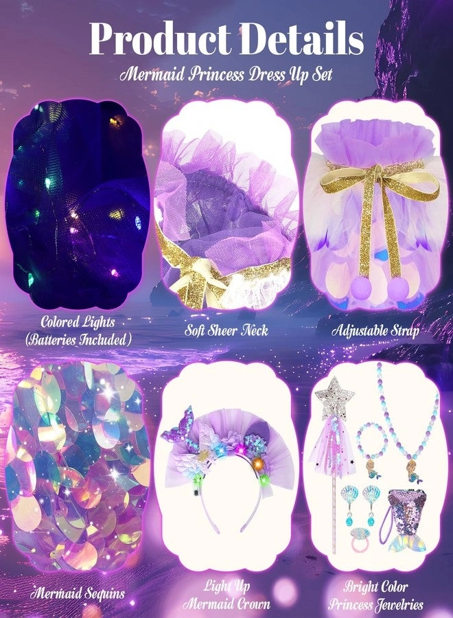 Princess Dress Up - Rainbow Mermaid 9 Pcs Little Girls 3-8 Years 8 Gift Set