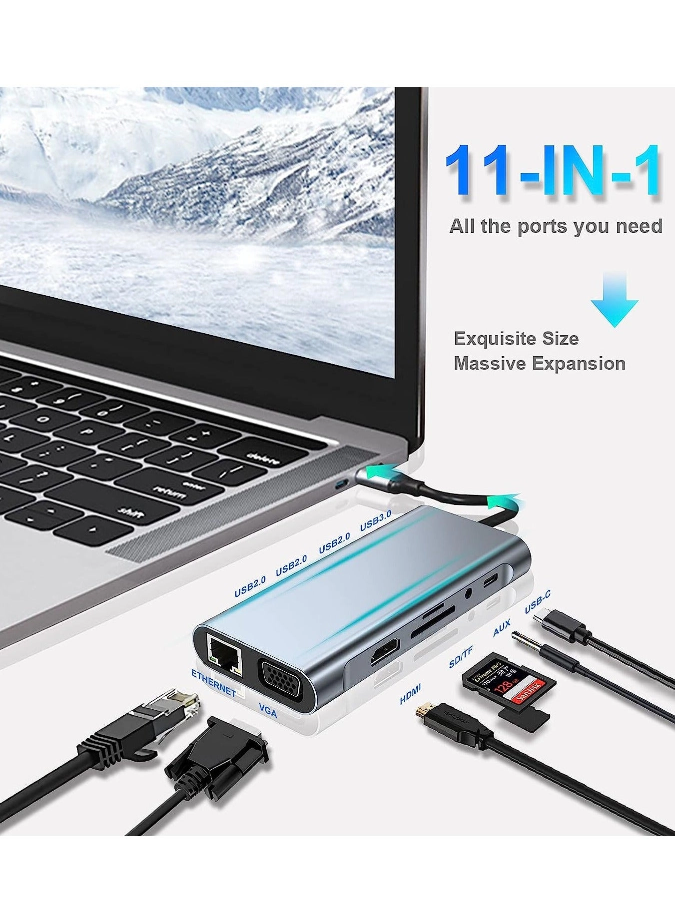 USB-C Hub - 11-in-1 4K HDMI PD Charging
