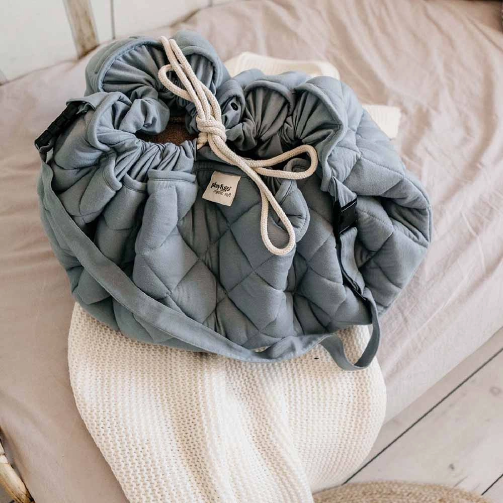 Playmat & Storage Bag - Organic Dusty Blue 6 months