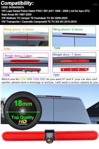 Brake Light Reversing Camera + Rear View Mirror Monitor - Night vision 628 x 586 pixels