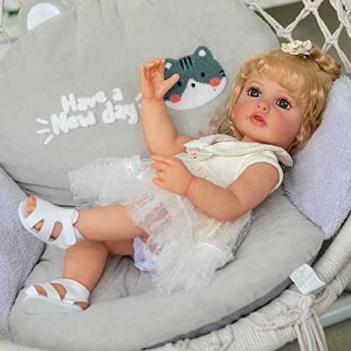 Reborn Baby Doll - 22 inch Silicone Vinyl Blonde Hair Ages 3+