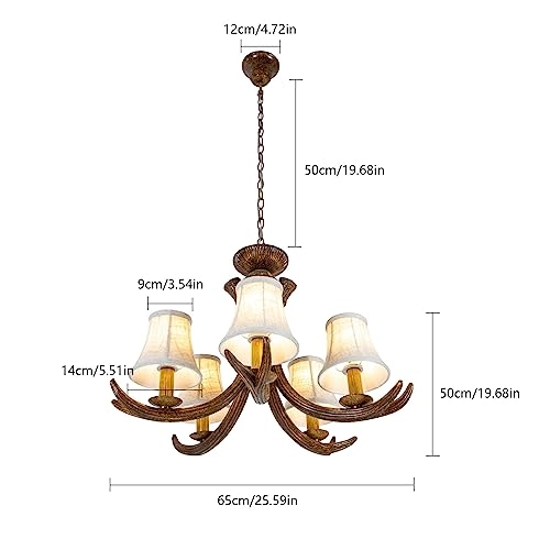 Deer Antler Style 5-Light Chandelier - 65cm Diameter x 50cm Height E12 Base