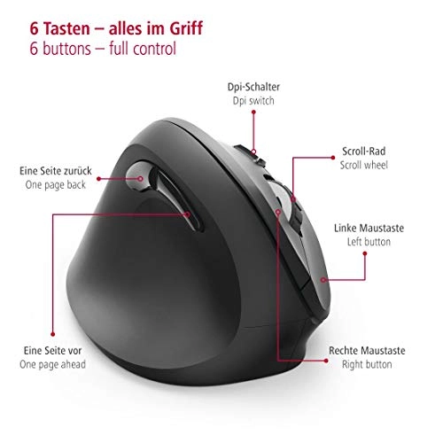 EMW-500L Vertical Ergonomic Left-handed Mouse - Wireless