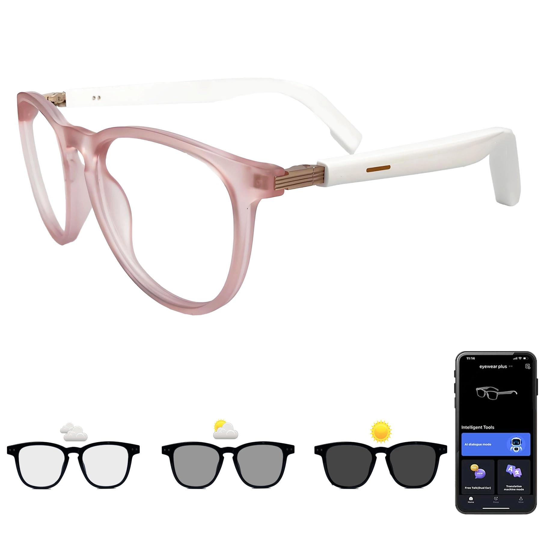 Ai Translator Smart Glasses - 164+ Language Translation AI Chat Deepseek R1 & Gemini-2.5