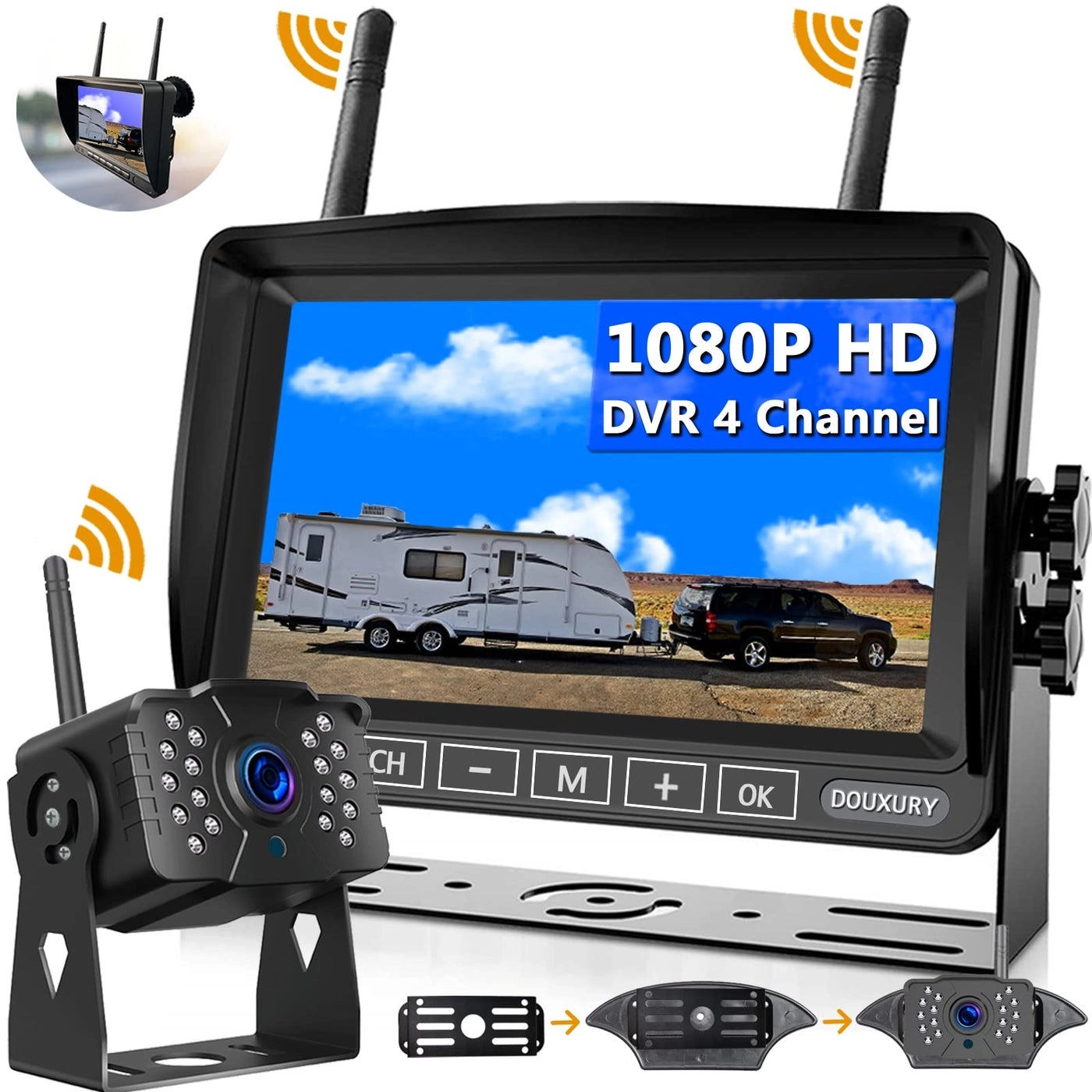 DOUXURY RV Backup Camera - Wireless 1080P