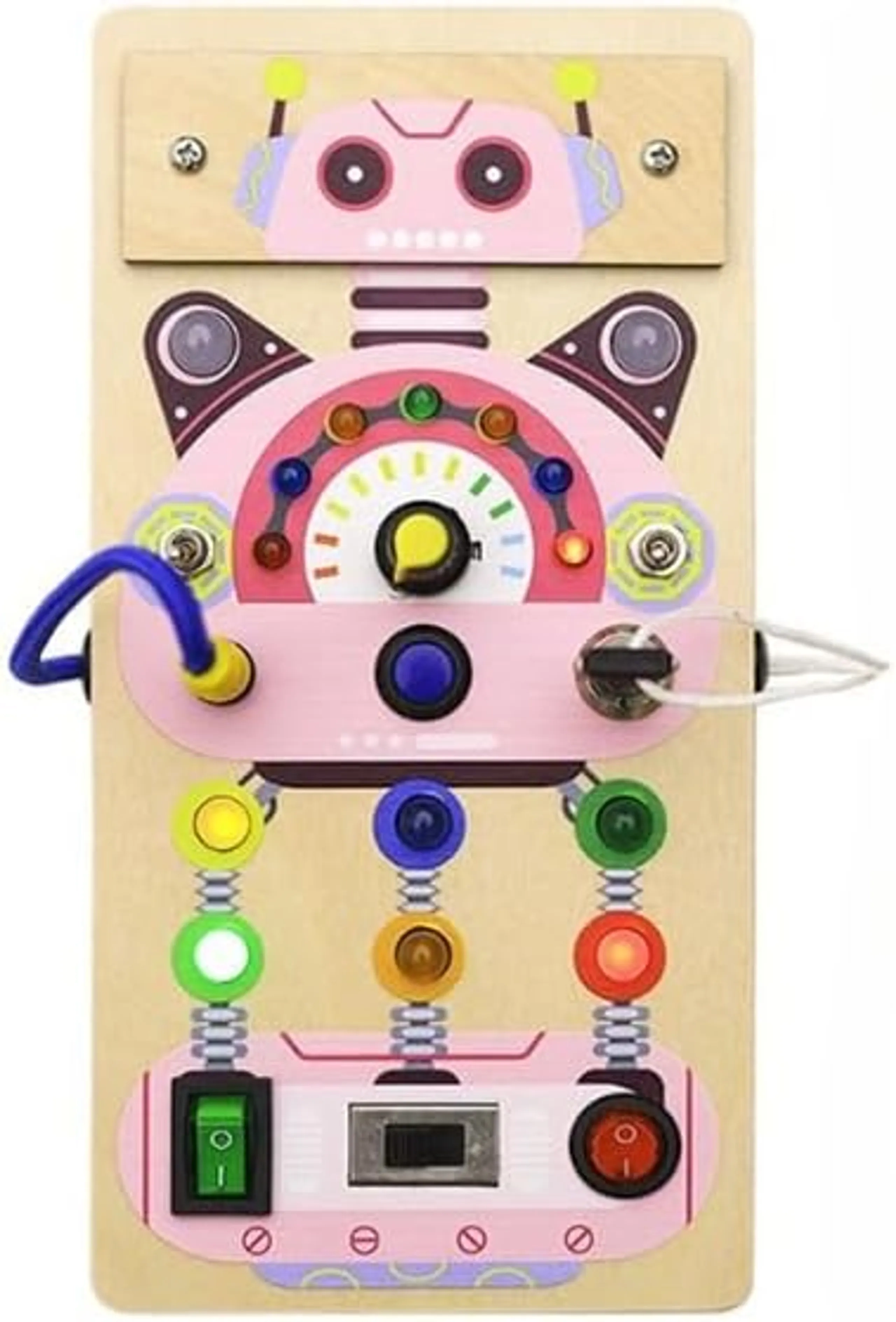 Sybil's Pink Robot Busy Board - Police Car Shape Ages 3+