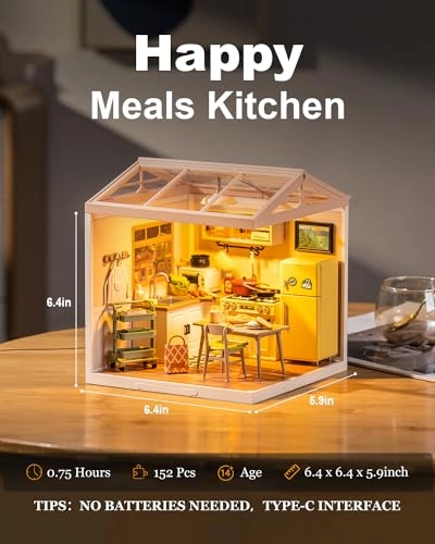 ROKR Miniature House Kit - 152 Pieces Wood