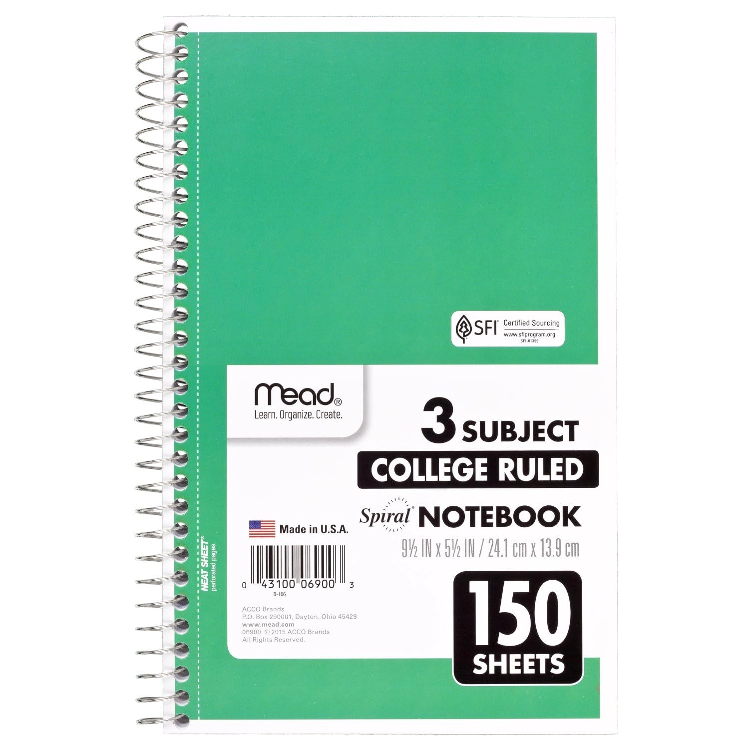 3 Subject Notebook Spiral - Lined 150 Sheets