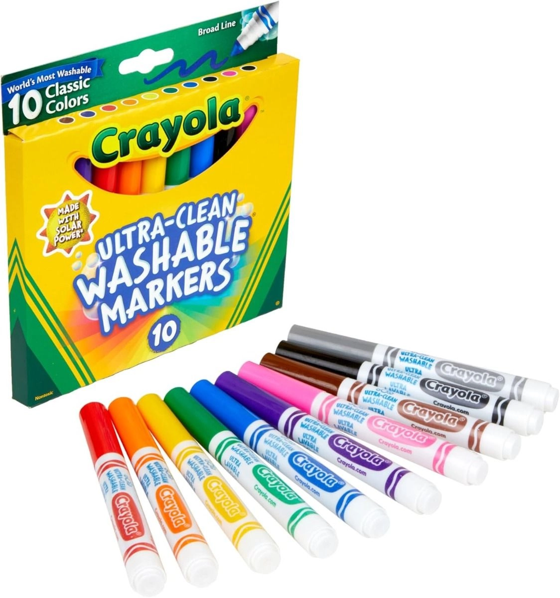 Color Max Broad Line Ultra-Clean Classic Washable Markers - 10 Pcs Multicolor
