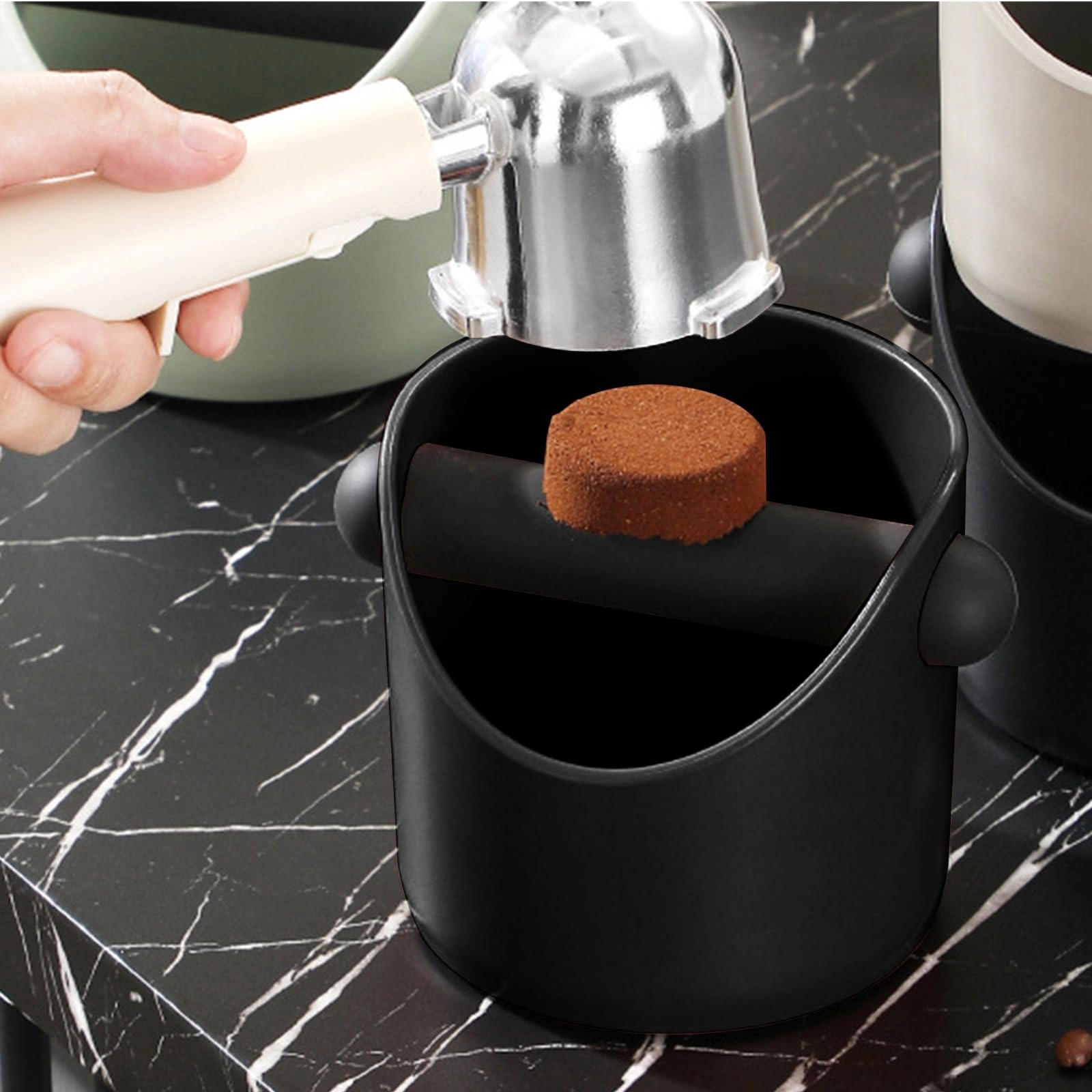 Knock Box - 500ml + Tamp Mat - Non-Slip Silicone + Coffee Needle - 18/8 Stainless Steel