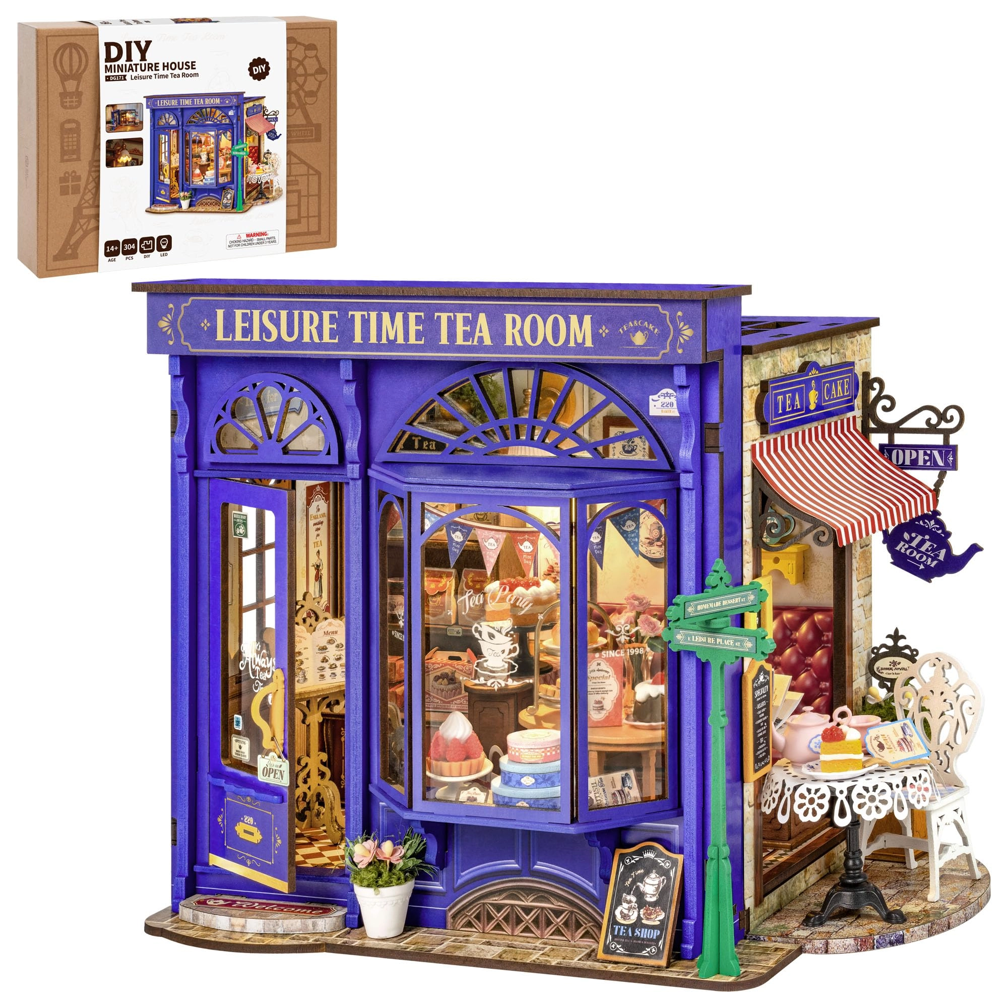 RoboTime DIY Miniature House Kit - Leisure Time Tea Room
