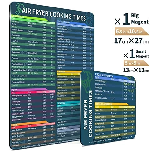 Air Fryer Magnetic Cheat Sheet - durable magnetic materials 2 Magnet Sheets