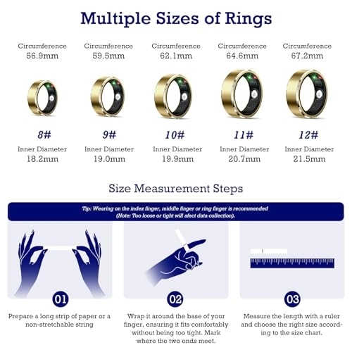 Health Sleep Heart Rate Tracker Ring - Waterproof 7 Days Battery