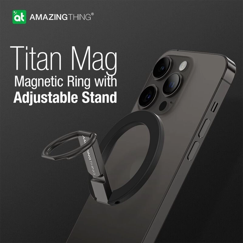 Titan Magnetic Phone Ring - With Stand Black