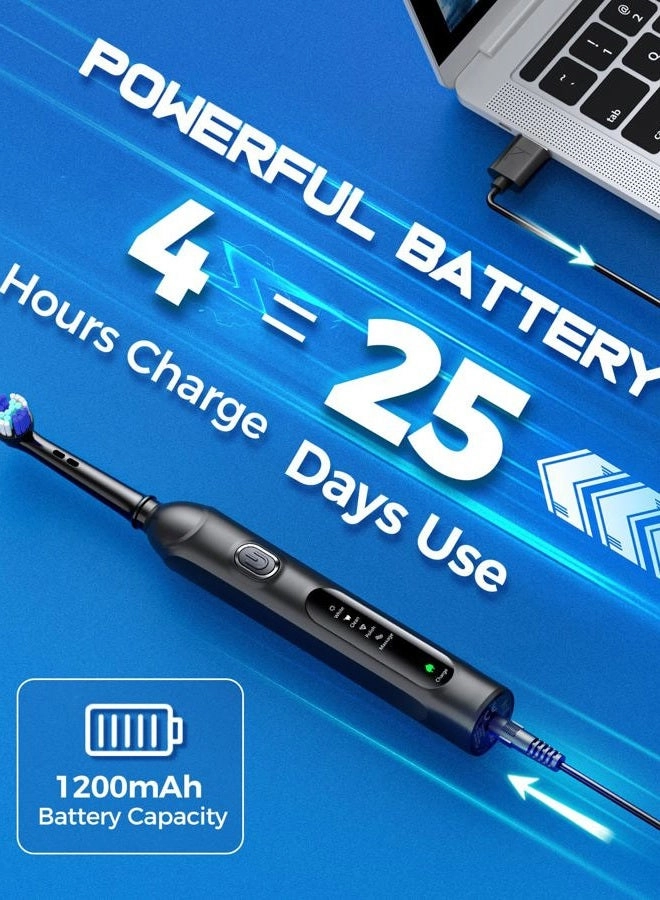 Rotating Electric Toothbrush - 8 Brush Heads 4 Modes 25-Day Battery Life
