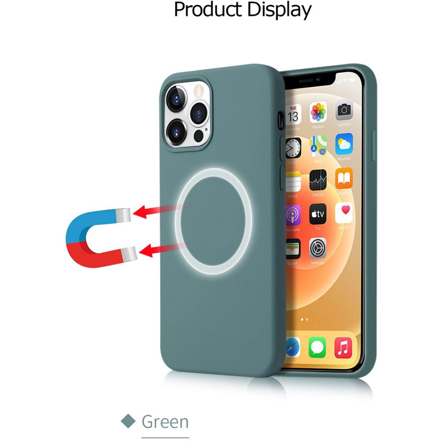 Efficiente Series Magnetic Liquid Silicone Case - Silicone Back Case for iPhone 13