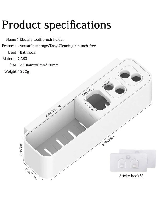 Toothbrush Holder - Self Adhesive Wall Mounted White