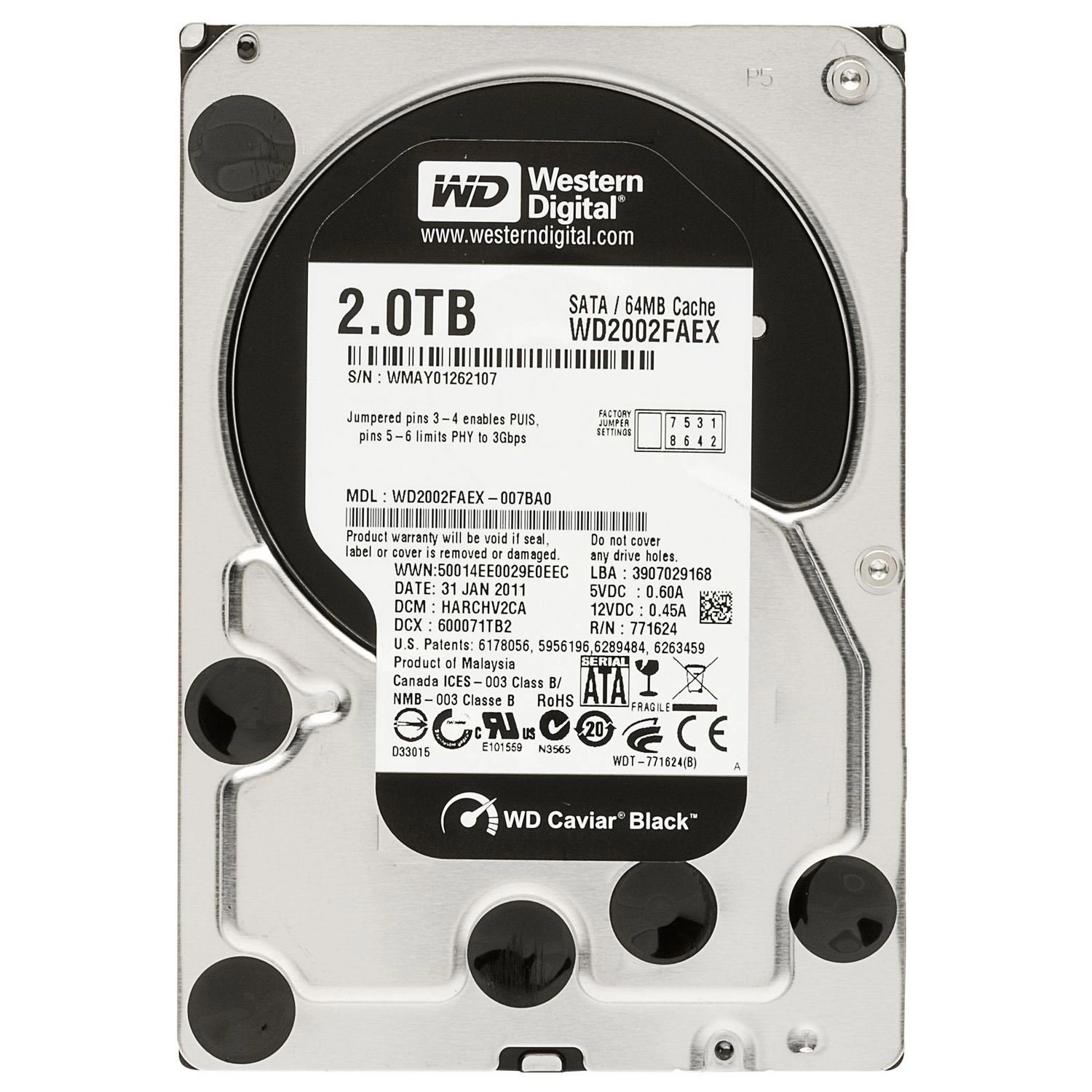 Western Digital Caviar Black 3.5" 7200rpm 64MB SATA 6Gb/s (WD2002FAEX) - 2TB