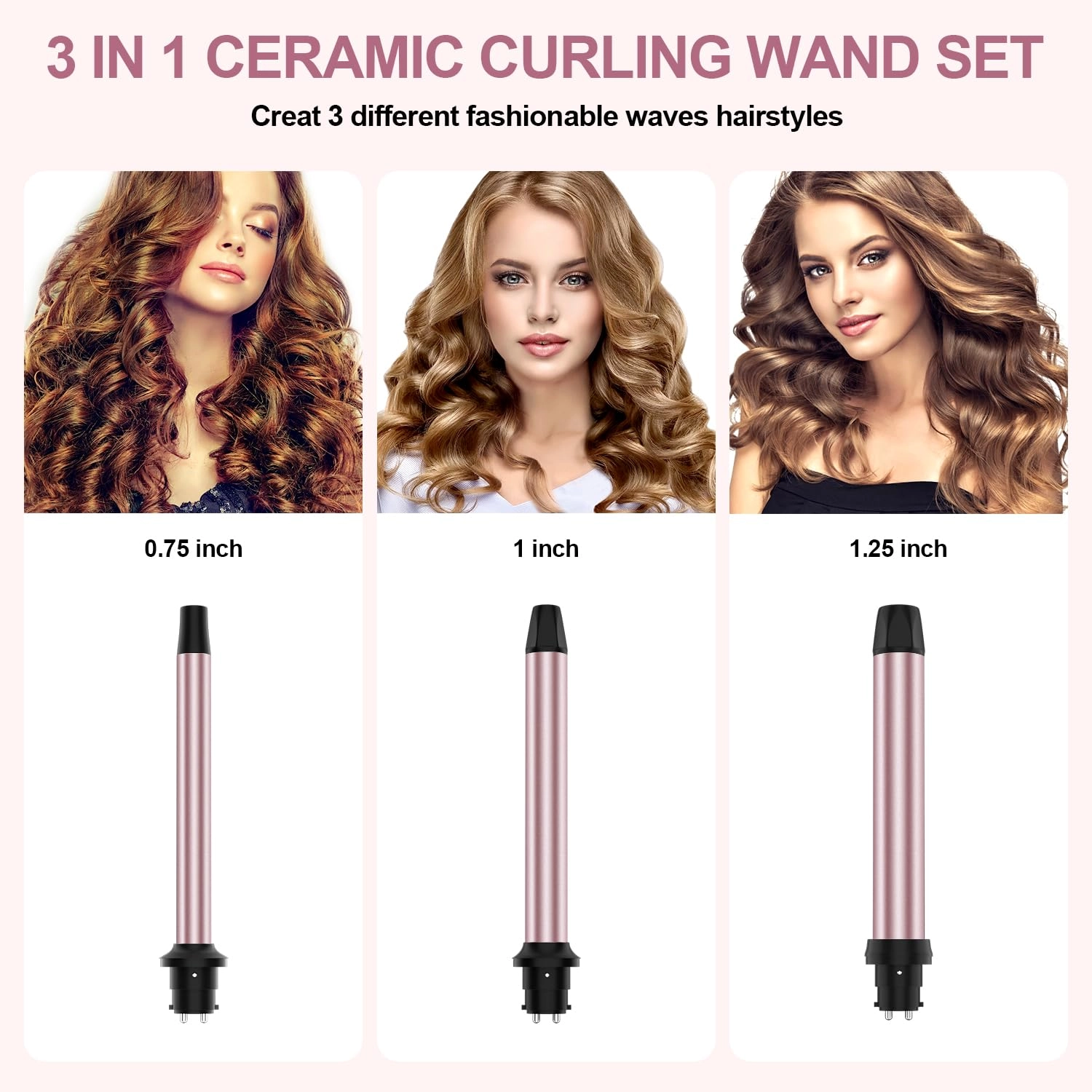 3 in 1 Curling Iron - 0.75"-1.25"
