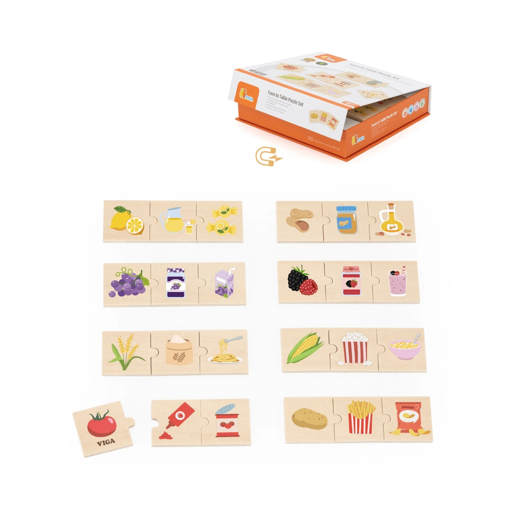 Wooden Connecting Puzzle Set - Farm To Table - 18 months+ 24 pieces