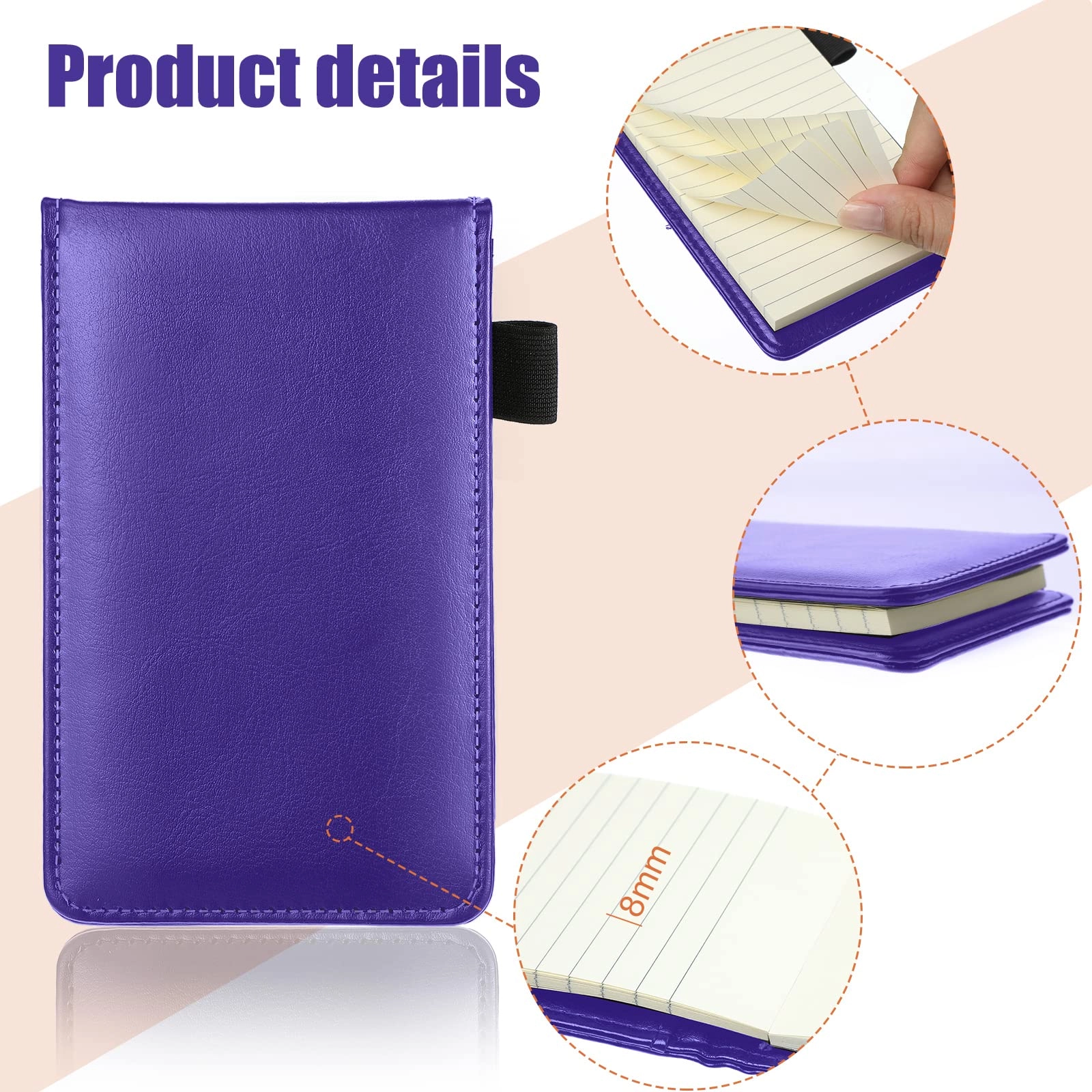 Mini Pocket Notepad Holder - 50 Lined Sheets 10 Pcs