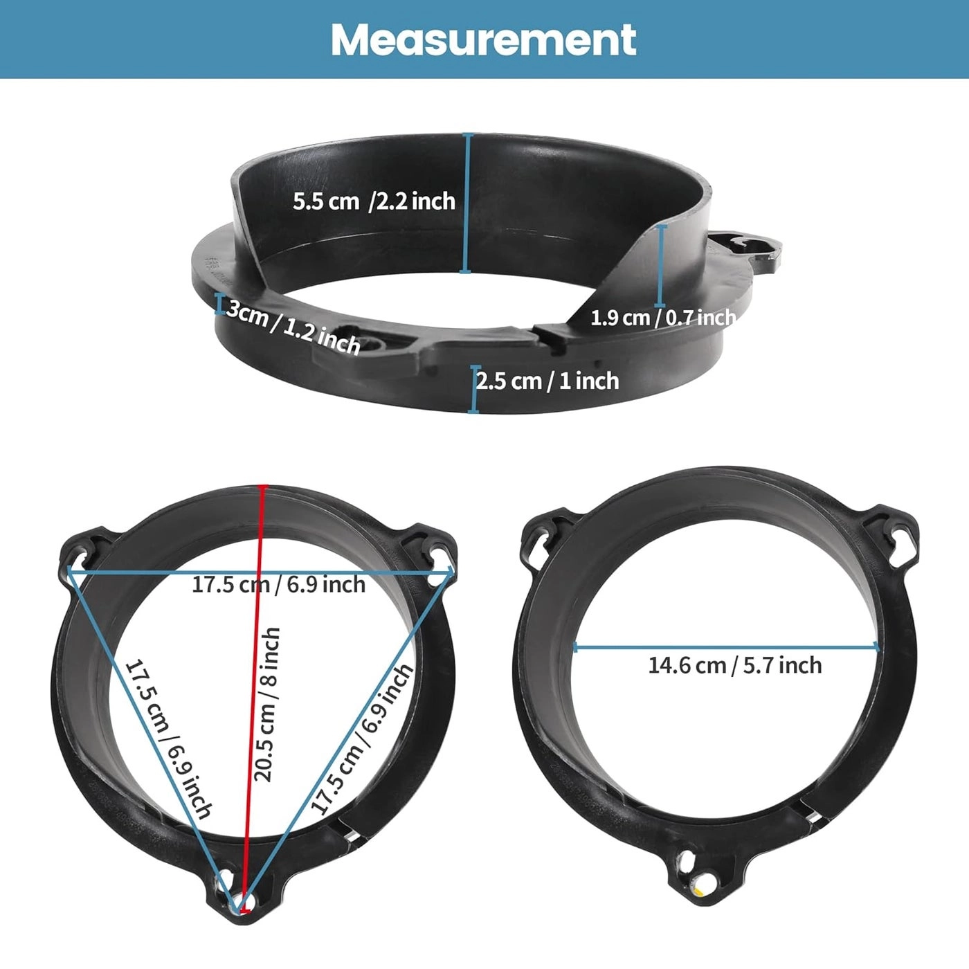 Speaker Adapter Spacers - 6.5 inch + Speaker Wire Harness