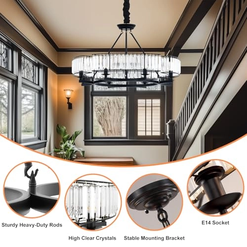 Crystal Chandelier - 2700K 4500K 6500K Dimmable